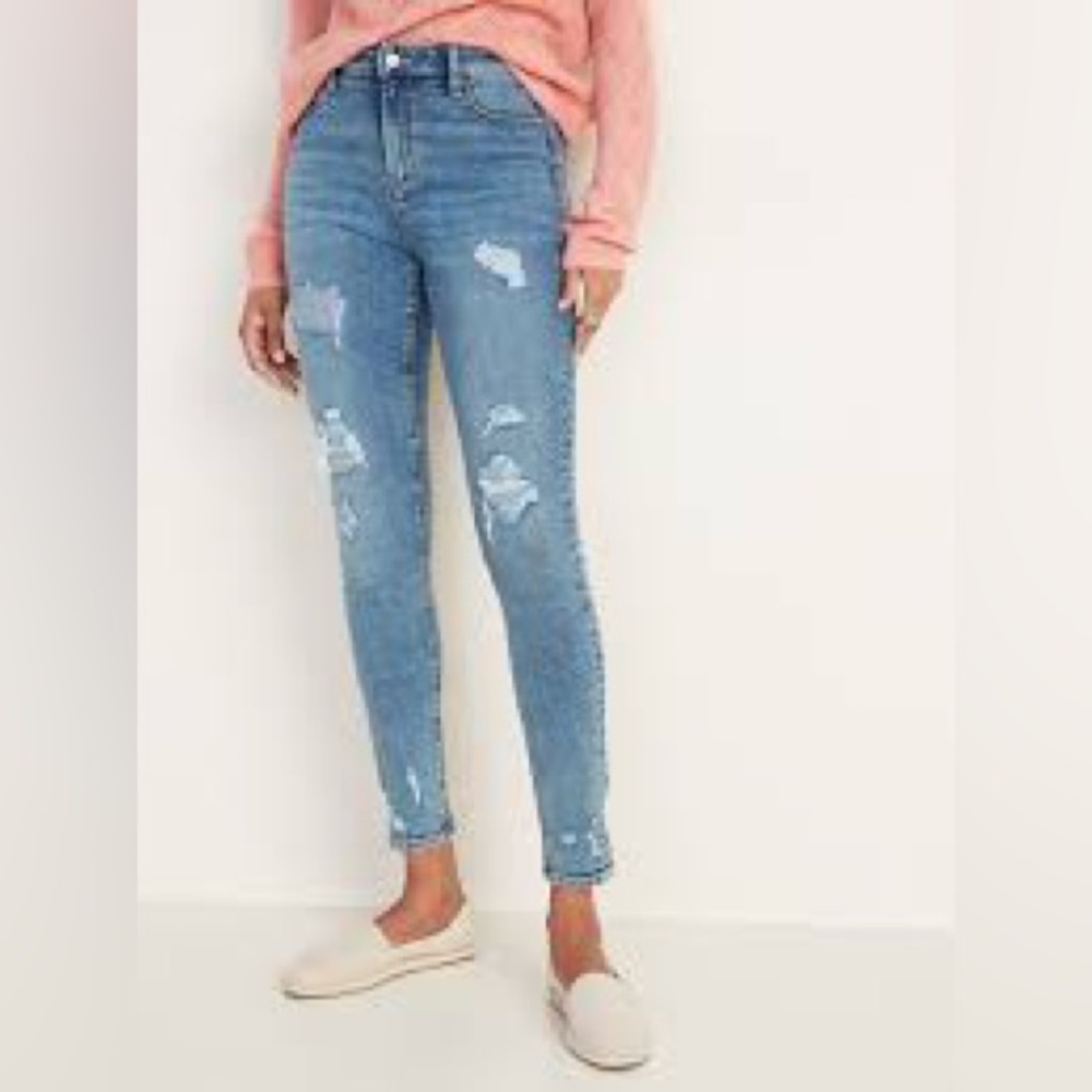 OLD NAVY Denim High-Waisted Distressed Rockstar Super Skinny Jeans NWT | Size 2